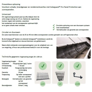 productomschrijving vogelwering zonnepanelen